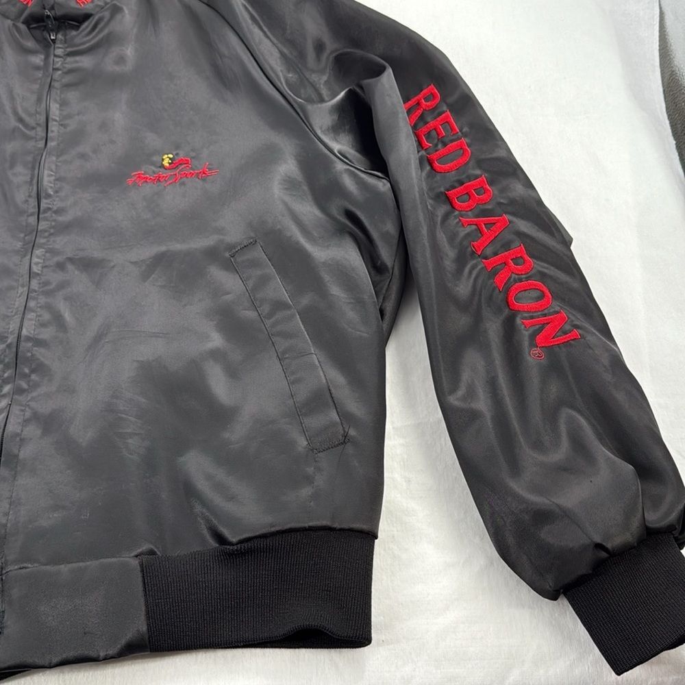 Vintage Racing Jacket Large 44 46 Black Nylon Red Baron Motor Sport Winston Cup - Picture 5 of 9